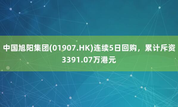 中国旭阳集团(01907.HK)连续5日回购，累计斥资3391.07万港元